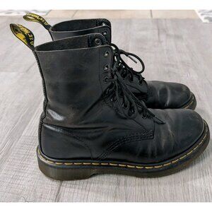 Dr. Martens Utility Combat Boots Lace Up Black Mens 7 Woman’s 8